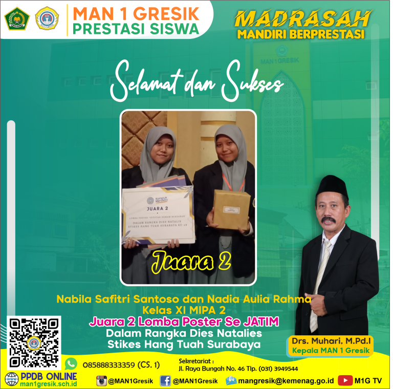 Dua Siswa Man 1 Gresik Raih Juara 2 Lomba Poster Kesehatan Tingkat Jawa